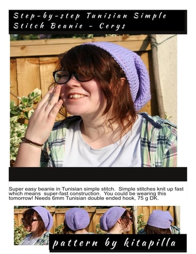 Step-By-Step Tunisian Simple Stitch Beanie - Cerys A Simple Step-By-step Tunisian Crochet Pattern in Double Knitting Yarn (light Worsted) for a Beanie Hat in Large Print with Colour Photos to Guide You Through the Pattern