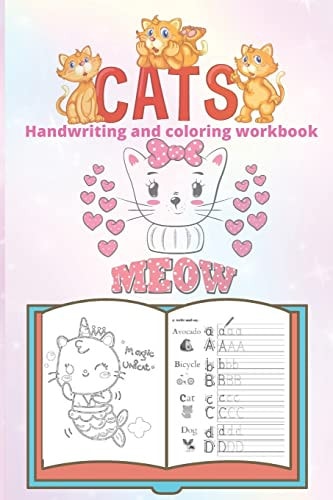 Cats Handwriting and Coloring Workbook Kitten Handwriting Practice, Letter Tracing Workbook for Kids Ages 3-5, My First Kitten Coloring Book