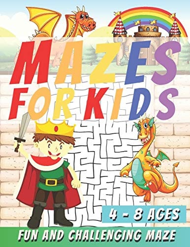 Mazes For Kids Ages 4-8 Maze Activity Book, Fun and Challenging Maze and Problem-Solving