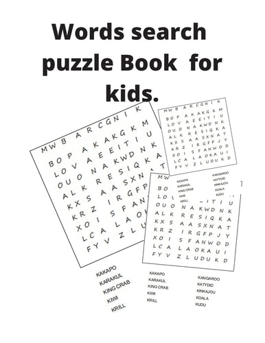 Word Search Puzzle Books For Kids Words Puzzle, Words Search Book, Kids Word Search, Kids Puzzle and Activity Book, Cross Word Book for Kid