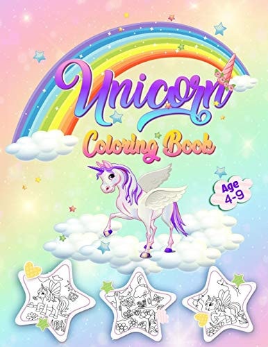 Unicorn Coloring Book Ages 4-9 Coloring Pages For Children, Kids, Girls