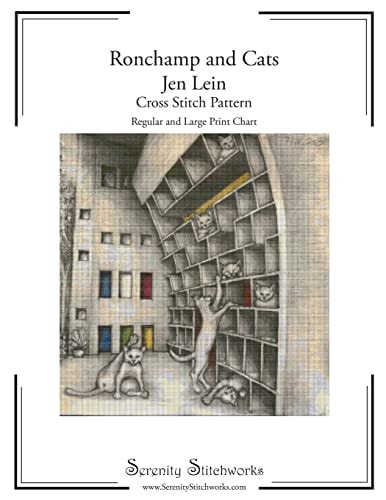 Ronchamp and Cats - Jen Lein - Cross Stitch Pattern Regular and Large Print Chart