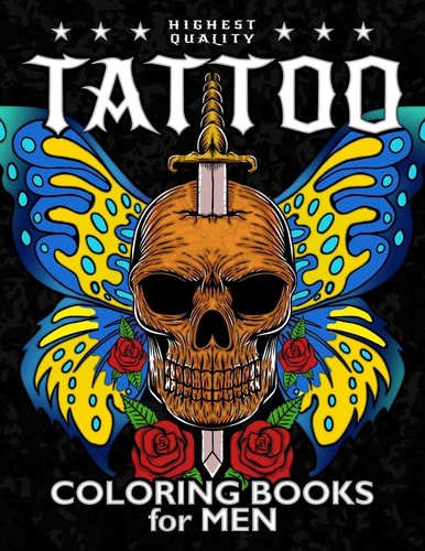 Tattoo Coloring Book for Men Coloring Pages Adult Relaxation With Awesome Modern Tattoo Designs