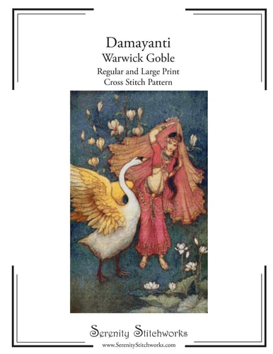 Damayanti Cross Stitch Pattern - Warwick Goble Regular and Large Print Cross Stitch Pattern