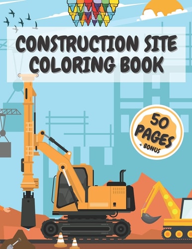 Construction Site Coloring Book Truck Activity Books for Kids 4-8 8-10 Crafts Crayons