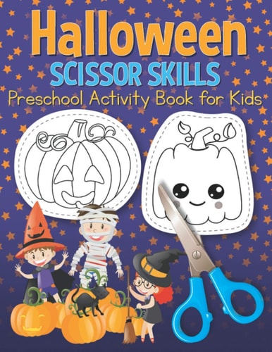 Halloween Scissor Skills Preschool Activity Book for Kids Coloring and Cutting Practice for School