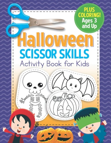 Halloween Scissor Skills Activity Book for Kids Coloring and Cutting Workbook for Preschool