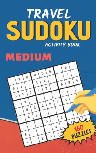Travel Sudoku Activity Book Medium 160 Puzzles Fun and Brain Exercises for Kids and Adluts, Smart Gift for Women and Men