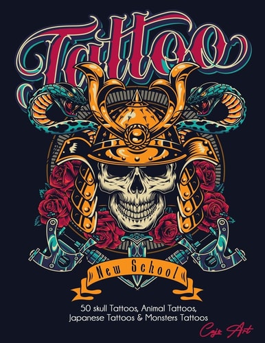 Coloring Book Tattoo New School 50 Skull Tattoos, Animal Tattoos, Japanese Tattoos and Monsters Tattoos
