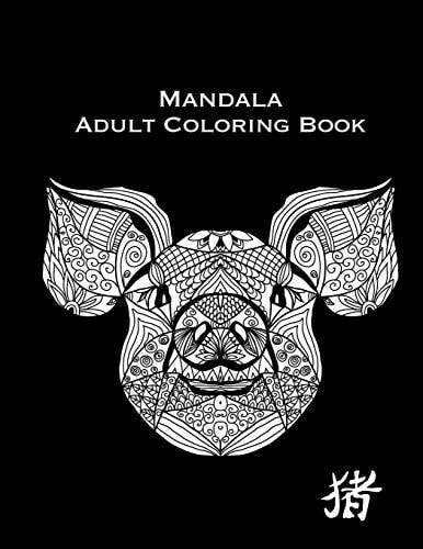 Mandala Adult Coloring Book 50 Cheerful Animals with Amusing and Relaxing Design Merry