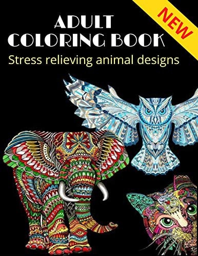 Adult Coloring Book, Stress Relieving Animal Designs Mandala, More Than 40 Different Animal Design (NEW)