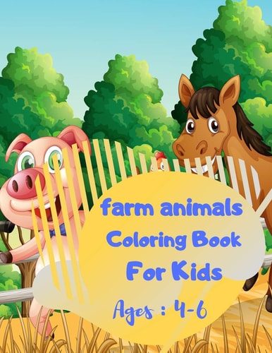 Farm Animals Coloring Book For Kids 8.5× 11 Inch /21.5 × 27.94 Cm /44 Pages Coloring Book Pattern Design in Matte Cover