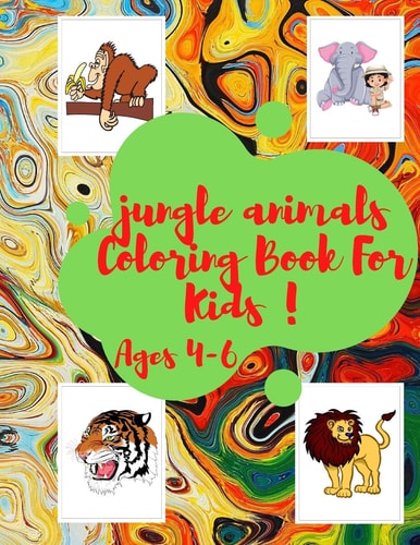 Jungle Animals Coloring Book For Kids 8.5× 11 Inch /21.5 × 27.94 Cm /52 Pages Coloring Book Pattern Design in Matt Cover