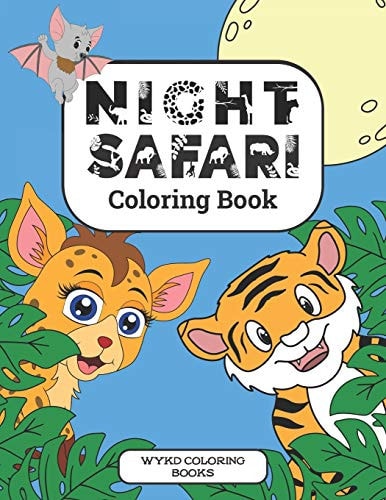Night Safari Coloring Book Cute Animal Coloring Book For Kids Ages 3-8
