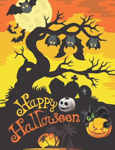 Happy Halloween This Coloring Book for Kids, Halloween Designs Including Witches, Ghosts, Pumpkins, Haunted Houses, and More!