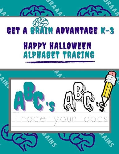 Happy Halloween Alphabet Tracing Book 8.5 X 11 Inch, Alphabet and Number Tracing Book, Classic Cartoons, for Young Ages and Grades K-3