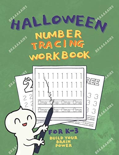 Halloween Number Tracing Workbook 8.5 X 11 Inch, Number Tracing Book, Classic Cartoons, for Young Ages and Grades K-3 (Zombie Cover)