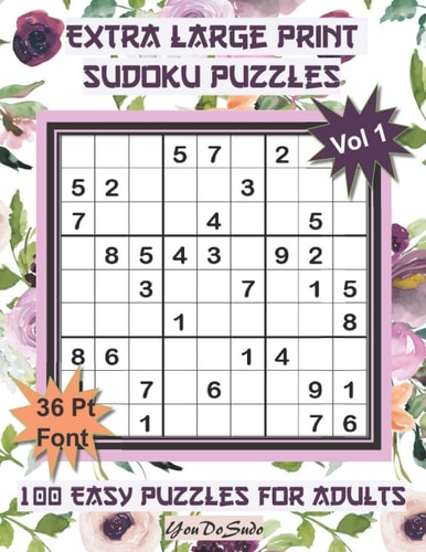 Extra Large Print Sudoku Puzzles 100 Easy Puzzles for Adults and Seniors: Pretty Pink Floral Themed Sudoku Gift For Women (Floral Series Vol. 1)