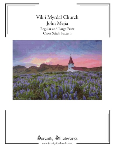 Vik i Myrdal Church Cross Stitch Pattern - John Mejia Regular and Large Print Cross Stitch Pattern