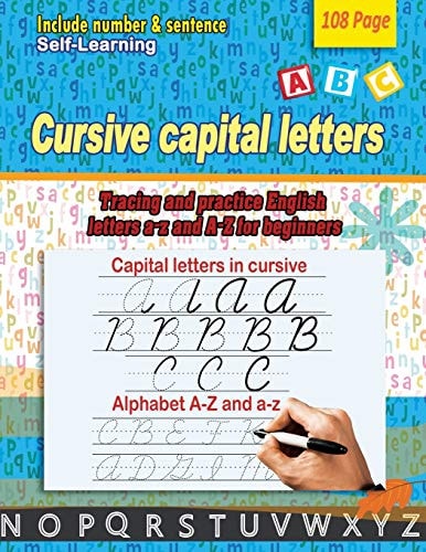 Cursive Capital Letters Tracing and Practice English Letters A-z and A-Z for Beginners