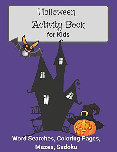Halloween Activity Book for Kids Themed Puzzles and Coloring Pages Word Search Mazes Sudoku With Solution Pages