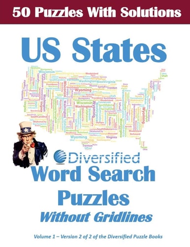 50 United States Word Search Puzzles With Solutions Without Gridlines