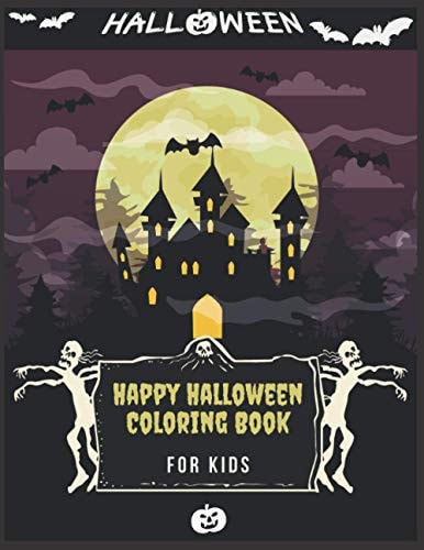 Happy Halloween Coloring Book For Kids (Halloween Coloring Book for Kids Toddlers and Preschoolers) - Halloween Gift for Kids- 50 Halloween Coloring Pages - Children Coloring Workbooks - Halloween Coloring Book - All Ages - Purple Scary Castle