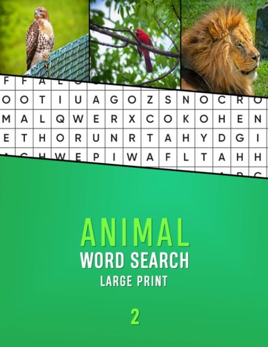 Animal Word Search Large Print 2 Word Hunting Puzzle Book for Dementia and Alzhiemers Patients | Mental Stimulation and Memory Loss Game for Seniors | Volume 2 Word Hunt Activity Book