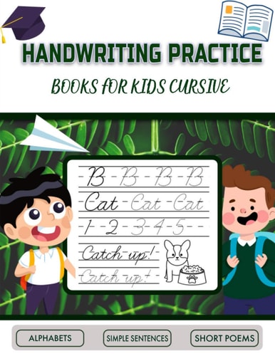 Handwriting Practice Books for Kids Cursive 5-in-1 Cursive Tracing Book (8.5" X 11"), Trace and Practice Letters, Vowels, Words, Number, Sentences & Poem (Handwriting Workbook for Kids)