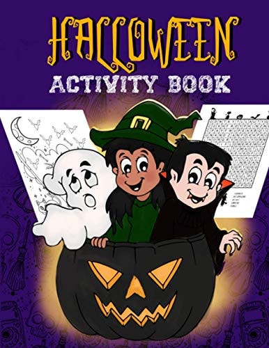 Halloween Activity Book Gifts For Kids 4-8 - Includes Super Spooky Fun Coloring Book Pages, Mazes And Word Search Pages - Great For Quiet Stay At Home Activities