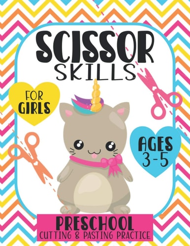 Scissor Skills For Girls Ages 3-5 Preschool Cutting and Pasting Practice