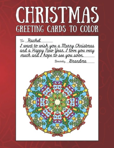 Christmas Greeting Cards to Color Christmas Coloring Book for Adults