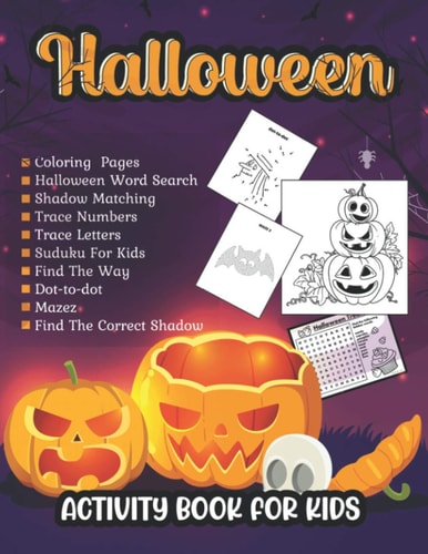 Halloween Activity Books for Kids Coloring, Dot To Dot, Mazes, Word Search and More
