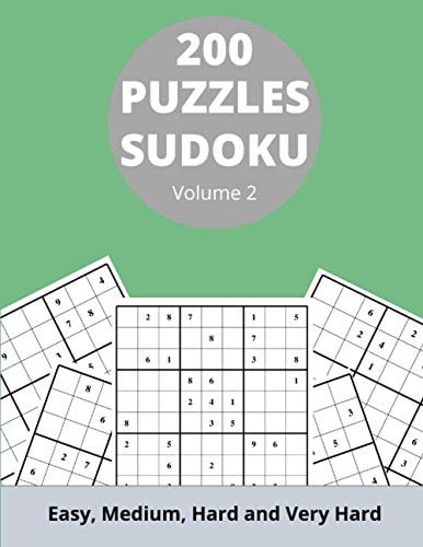 200 Sudoku Puzzles Vol 2 | Easy, Medium, Hard and Very Hard