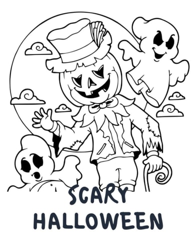 Scary Halloween Coloring Pictures Book for Kids, More Than 75 Illustrated Halloween Designs for Hours of Coloring Fun!