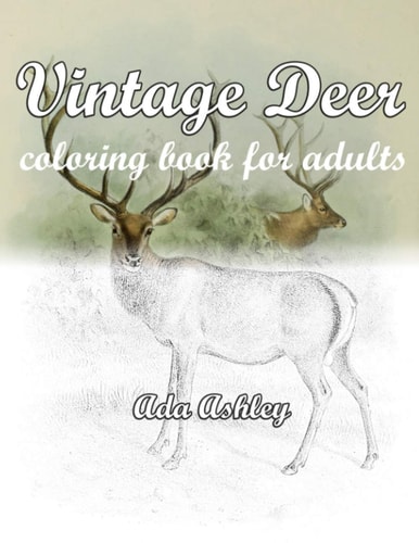 Vintage Deer Coloring Book for Adults Relaxation with Deer Coloring Pages of Realistic Hand-Drawn Illustrations