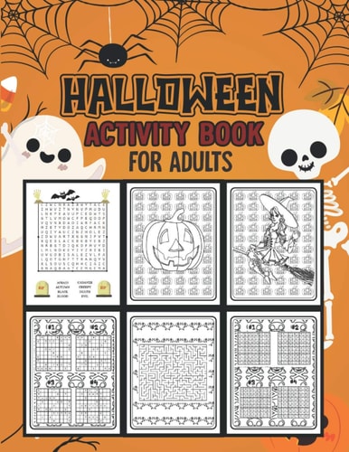 Halloween Activity Book For Adults Halloween Coloring And Activity Workbook For Adult Relaxation