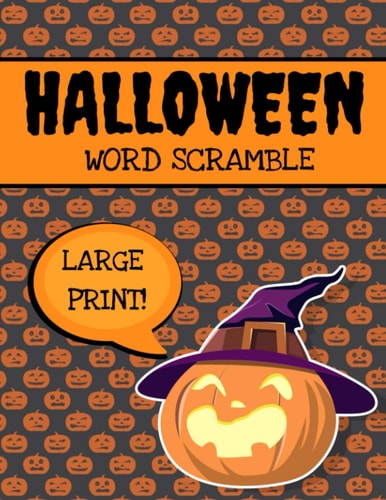 Halloween Word Scramble Large Print Word Scramble Books, Halloween Puzzle Book For Adults