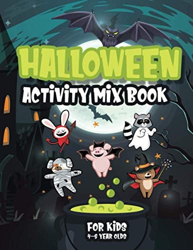 Halloween Activity Mix Book For Kids 4-8 Year Olds Fun Tutorial to Train Your Counting, Coloring, Dot to Dot, Mazes, Word Search and More!