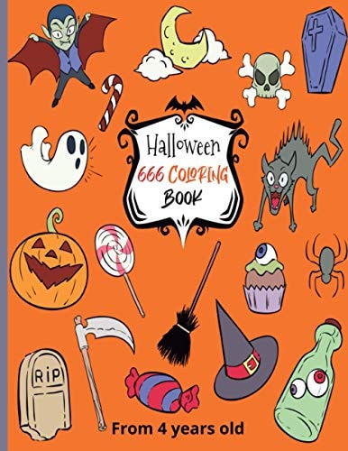 Halloween 666 Coloring Book Special Halloween and Day of the Dead Coloring Book - From 4 Years Old - 66 Unique and Fun Coloring - Ideal Artistic Gift for Kids and Grownups