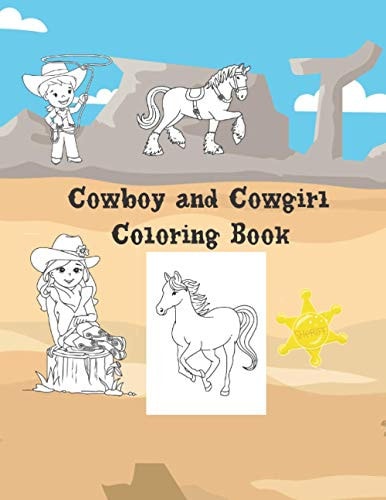 Cowboy And Cowgirl Coloring Book Large 8.5x11 40 Coloring Pages