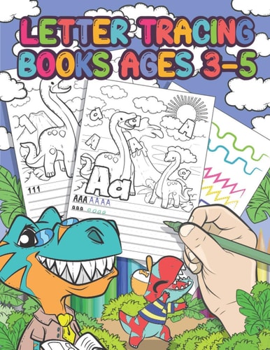 Letter Tracing Books Ages 3-5 Dinosaur Coloring Book, Tracing Letters and Numbers for Preschool, Gift for Boys