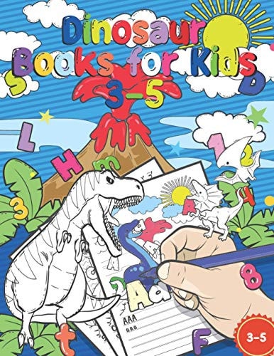 Dinosaur Books For Kids 3-5 Handwriting Practice Book for Kids, Tracing Letters and Numbers for Preschool, Coloring Activity Pages, Gift Idea for Kids