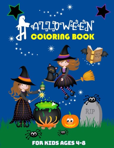 Halloween Coloring Book for Kids Ages 4-8 Large Coloring Book for Boys and Girls L 54 Beautiful Coloring Design Pages with Scary Monsters, Witches, Cats, Pumpkins, Bats, Ghost, and More.