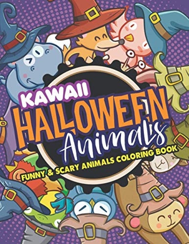 Kawaii Halloween Animal Funny & Scary Animal Coloring Book