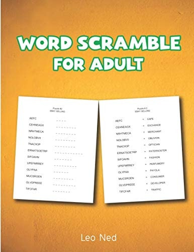 Word Scramble for Adult Large Print Word Puzzles for Adults, Jumble Word Puzzle Books, Word Puzzle Game