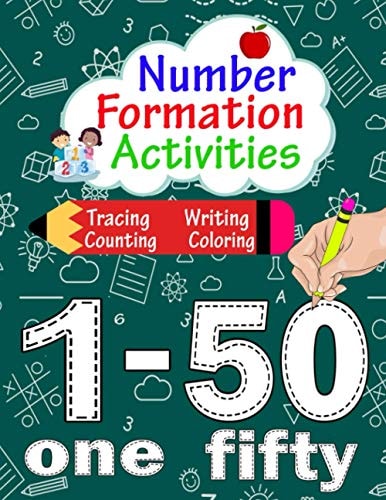 Number Formation Activities Number Tracing Book 1-50, Number Formation Practice, Trace Numbers Handwriting Practice Workbook For Kids