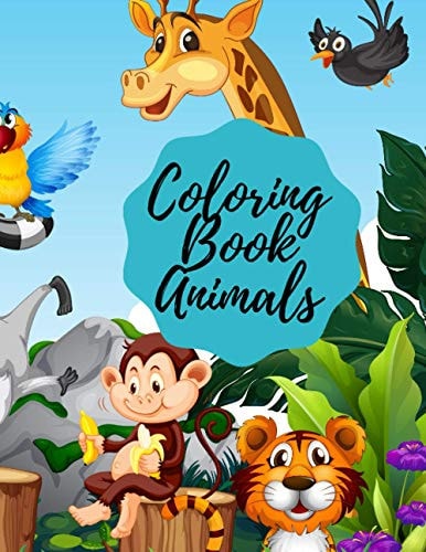 Coloring Book Animals 8. 5*11, 100 Page - Gift 2021 Cute Coloring Book for Little Girls and Boys - Animals, Unicorn, Rex, Cars, Bear Hearts and More to Color