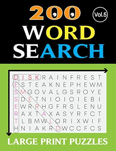 200 WORD SEARCH LARGE PRINT PUZZLES (Vol.5) Word Search for Adults Large Print with Solution