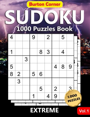 Sudoku 1000 Puzzles Book Extreme Difficult 9x9 Sudoku Puzzles Brain Games Book for Expert Adults with Solution Vol.1